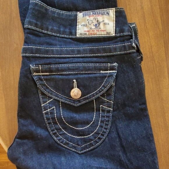 True Religion Women's Sz 29 World Tour Straight Leg Denim Blue Jeans - Picture 6 of 13